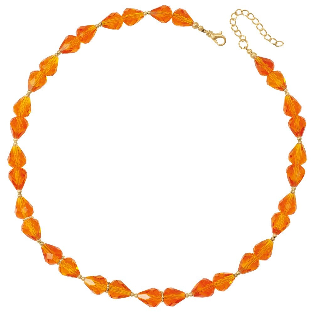 Sophistication Amber Crystal Gold Tone Necklace