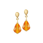 Sophistication Amber Crystal Gold Tone Drop Clip On Earrings