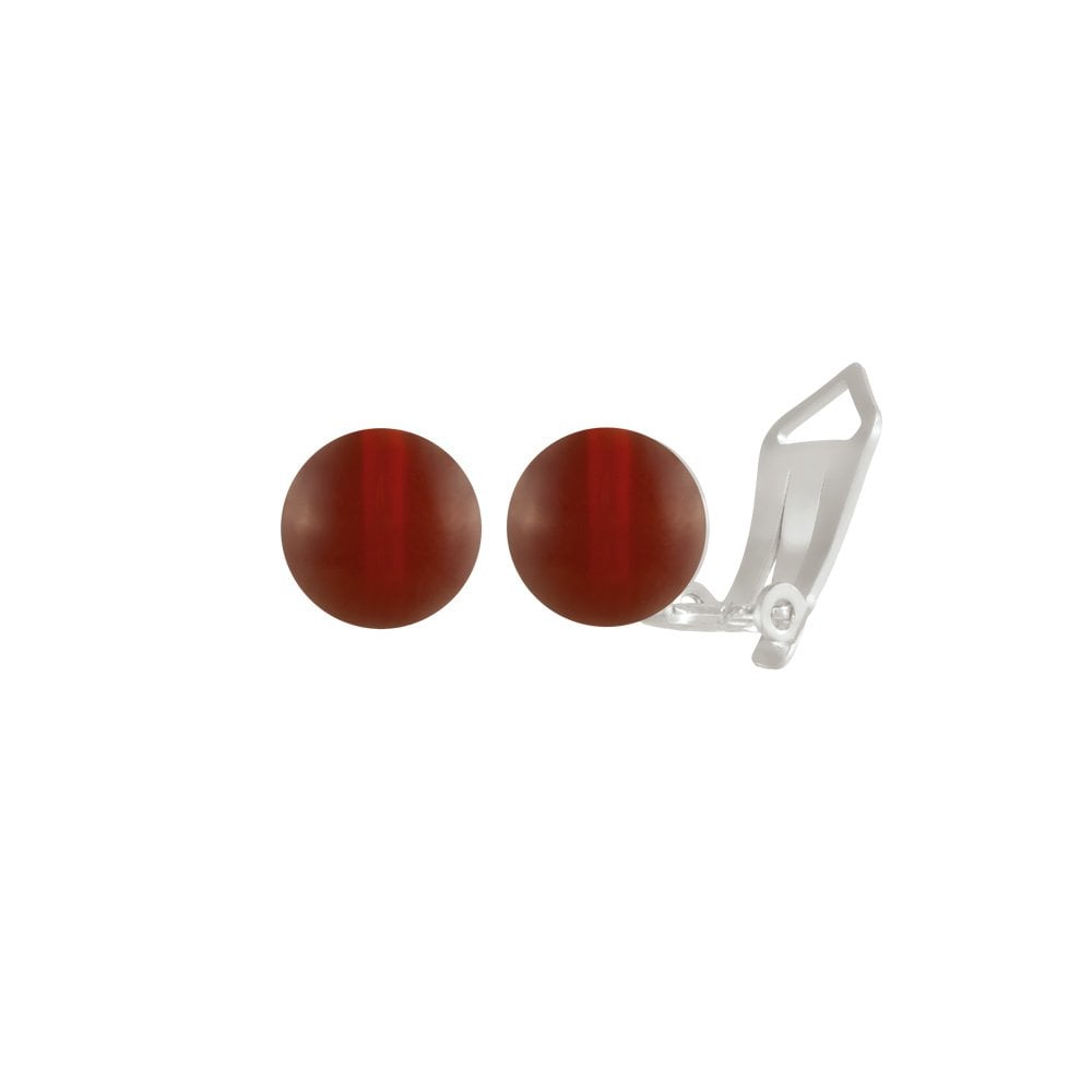 Solo Carnelian Semi Precious Sterling Silver Stud Clip On Earrings