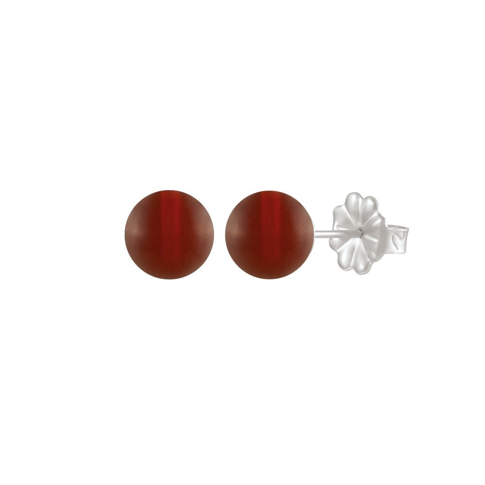 Solo Carnelian Semi Precious Sterling Silver Stud Pierced Earrings
