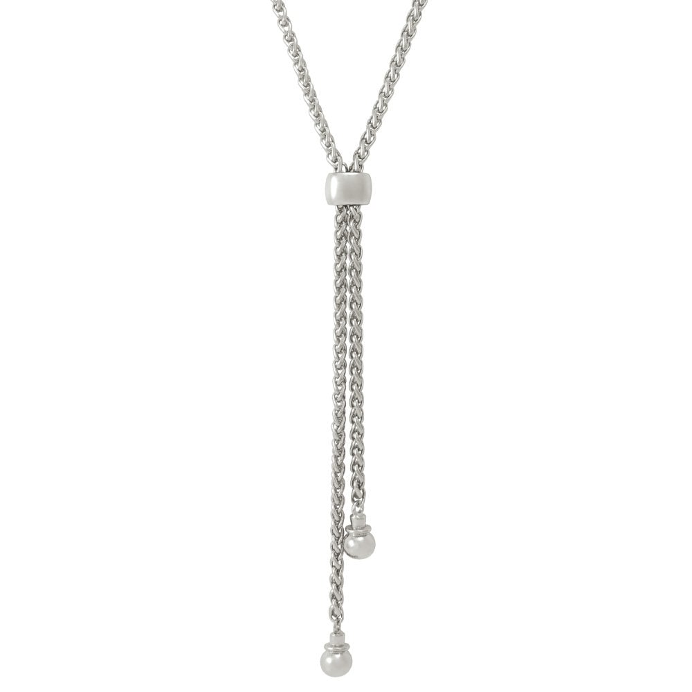 Metallo Silver Tone Lariat Necklace