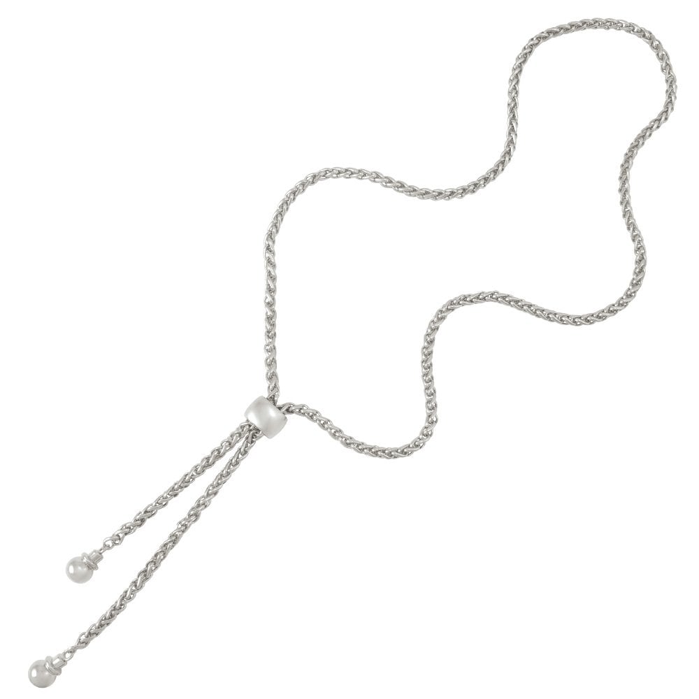 Metallo Silver Tone Lariat Necklace