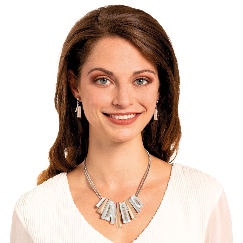 Contempo Two Tone Gold and Crystal Statement Necklace