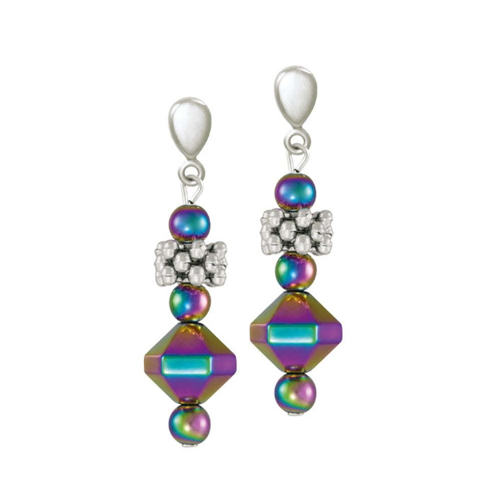 Apollo Rainbow Hematite Drop Clip On Earrings