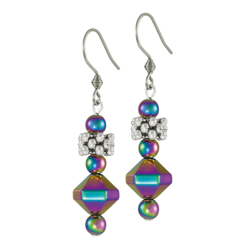 Apollo Rainbow Hematite Drop Pierced Earrings
