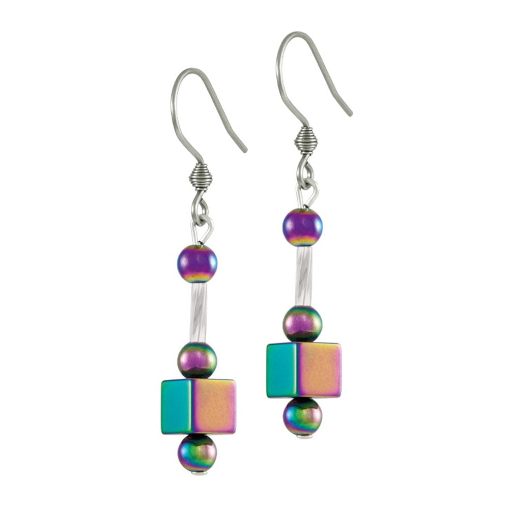 Imagination Rainbow Hematite Drop Pierced Earrings