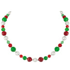 Festivity Scarlet and Fern Green Crystal Silver Tone Necklace
