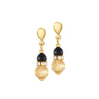 Celebration Topaz and Black Crystal Gold Tone Drop Clip On Earrings