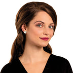 Lily White Enamel Silver Tone Flower Stud Pierced Earrings