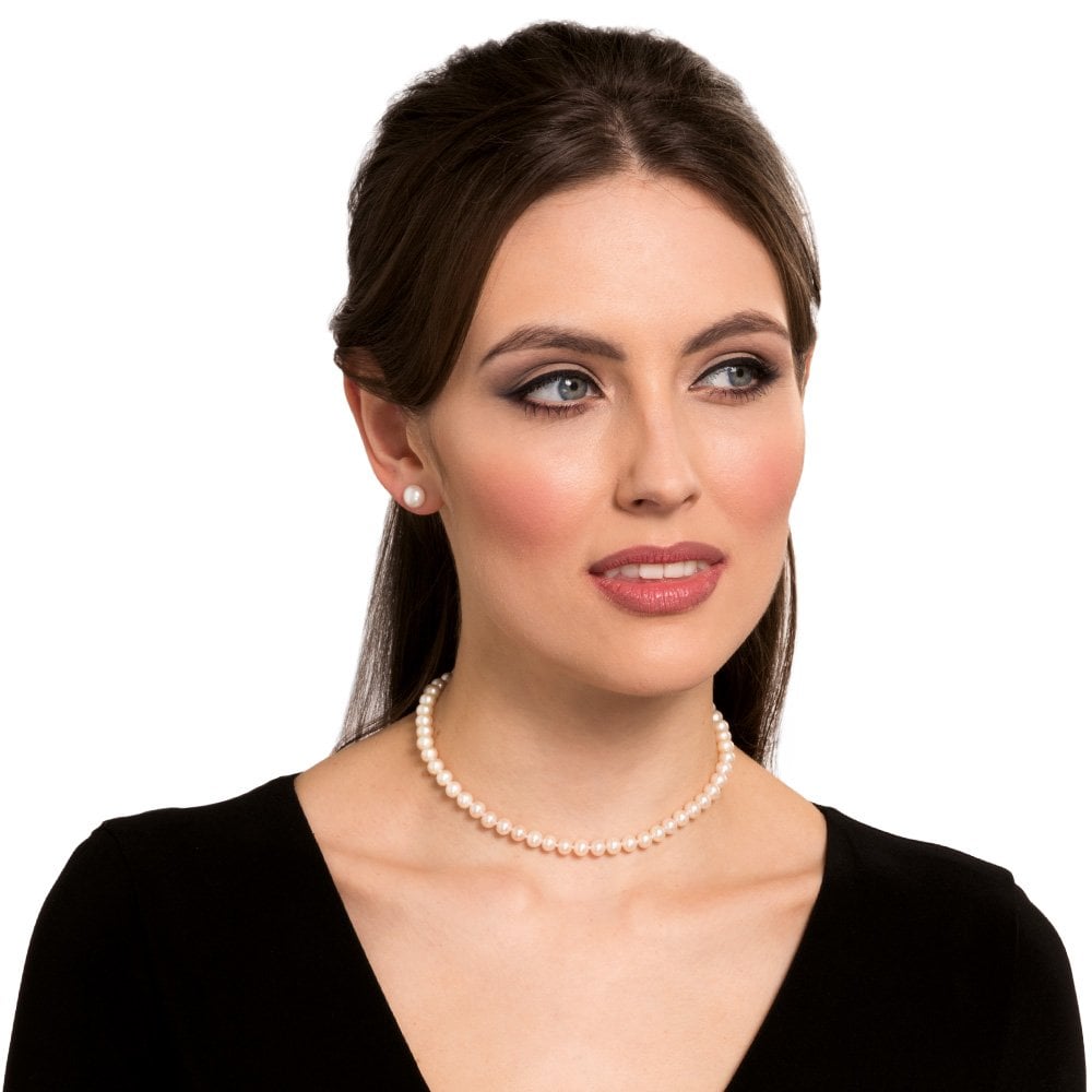 Superior AAAA White Freshwater Pearl Sterling Silver Stud Pierced Earrings