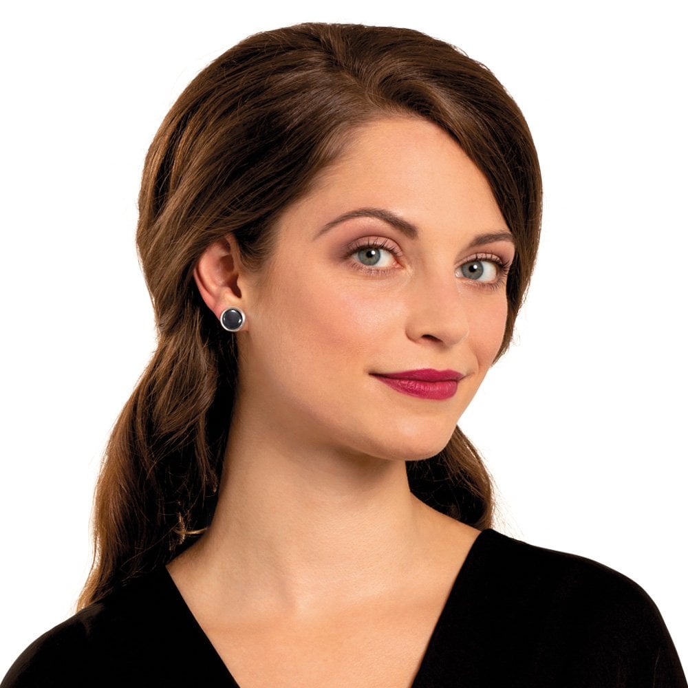 Symphony Hematite Silver Pierced Stud Earrings