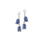 Bluebell Enamel Finish Silver Tone Drop Clip On Earrings
