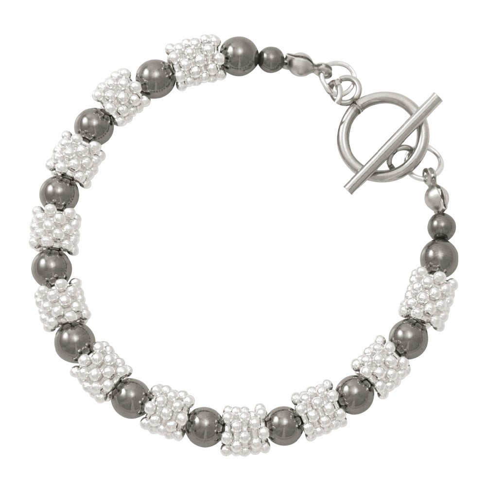 Alchemy Silver and Hematite Beaded Bracelet