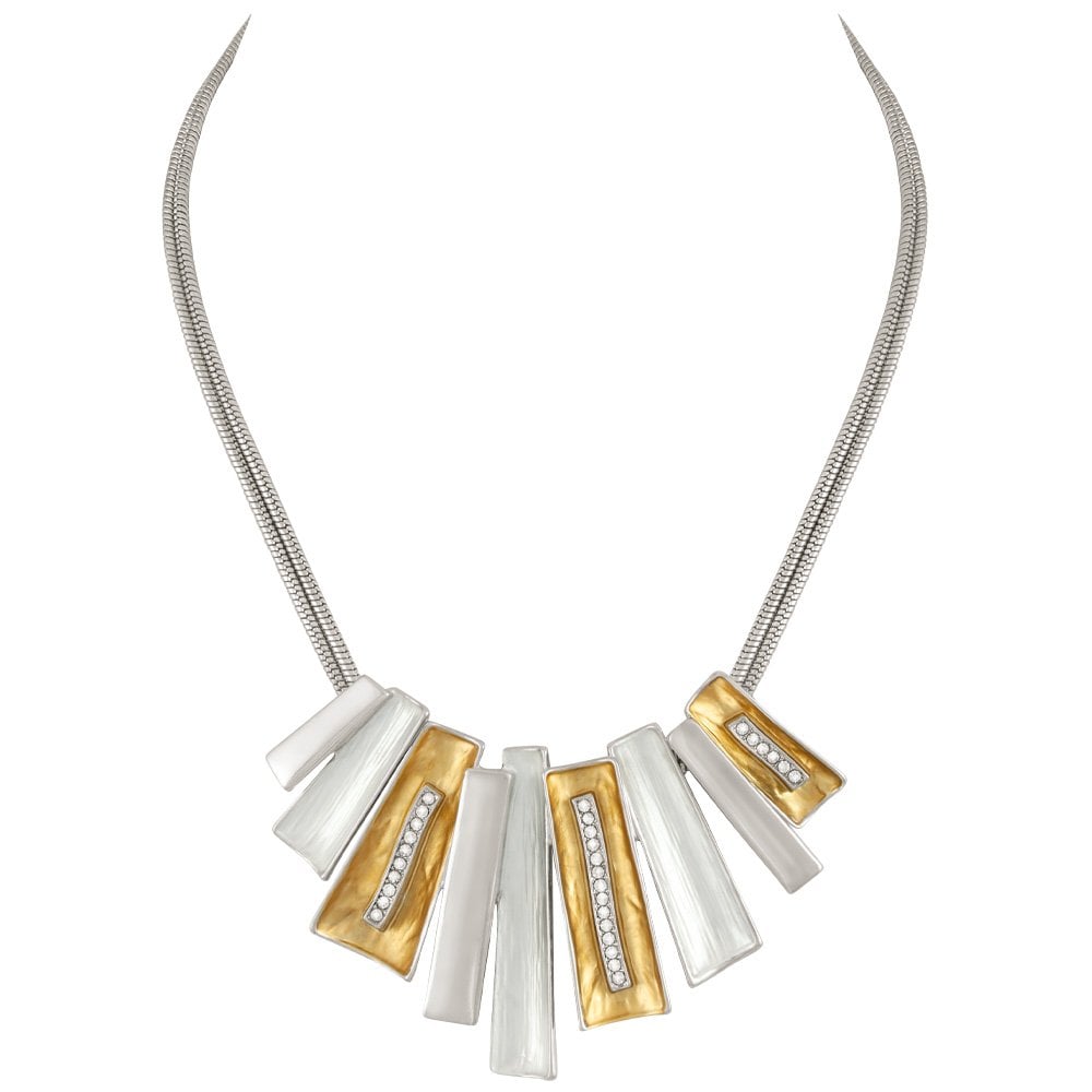 Contempo Gold and Silver Crystal Statement Necklace