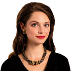 Luciana Black and Gold Statement Venetian Murano Glass Torsade Necklace