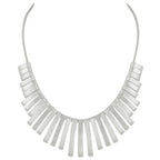 Delight Graduated Fan Silver Tone Metallic Statement Necklace