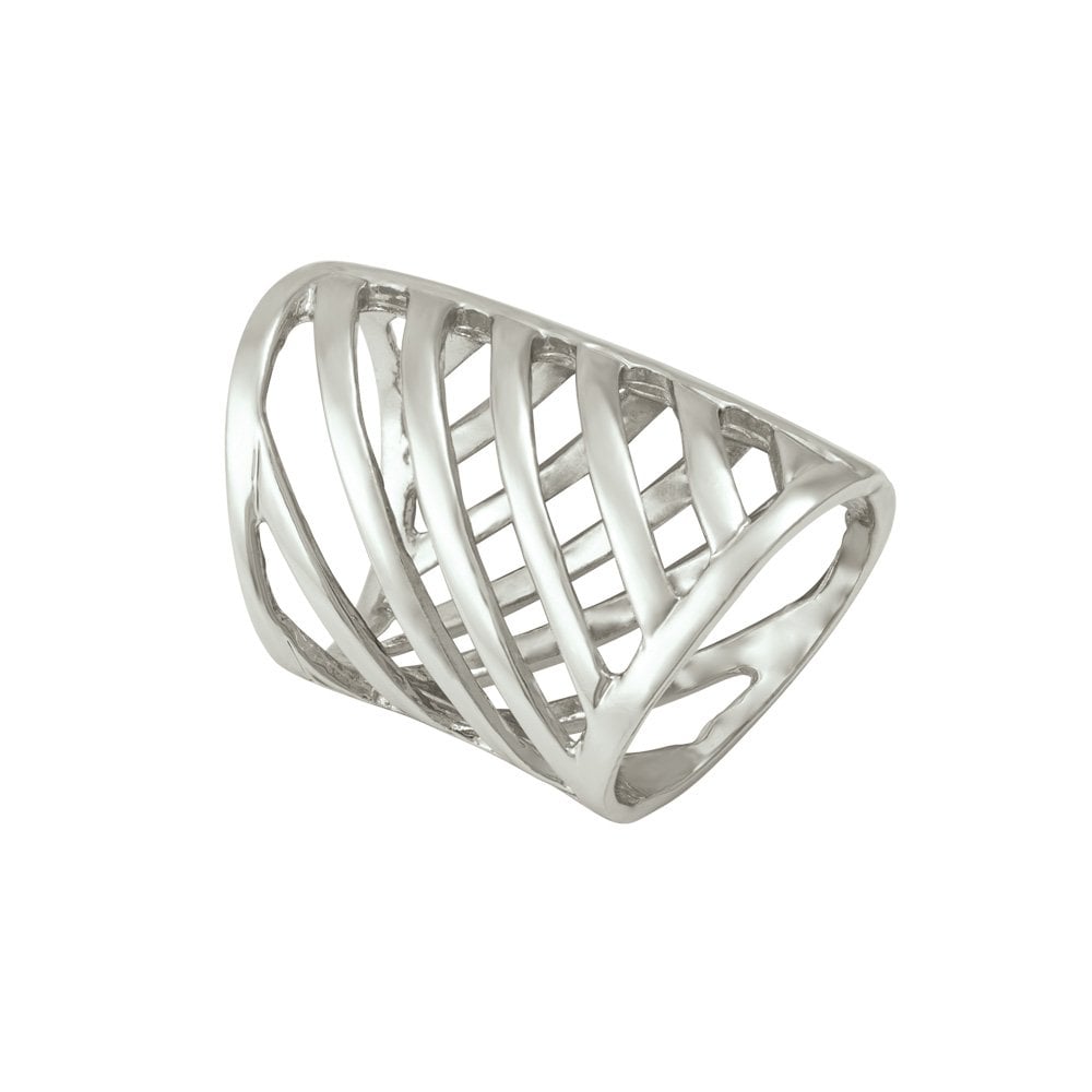 Silver Diagonals Scarf Ring