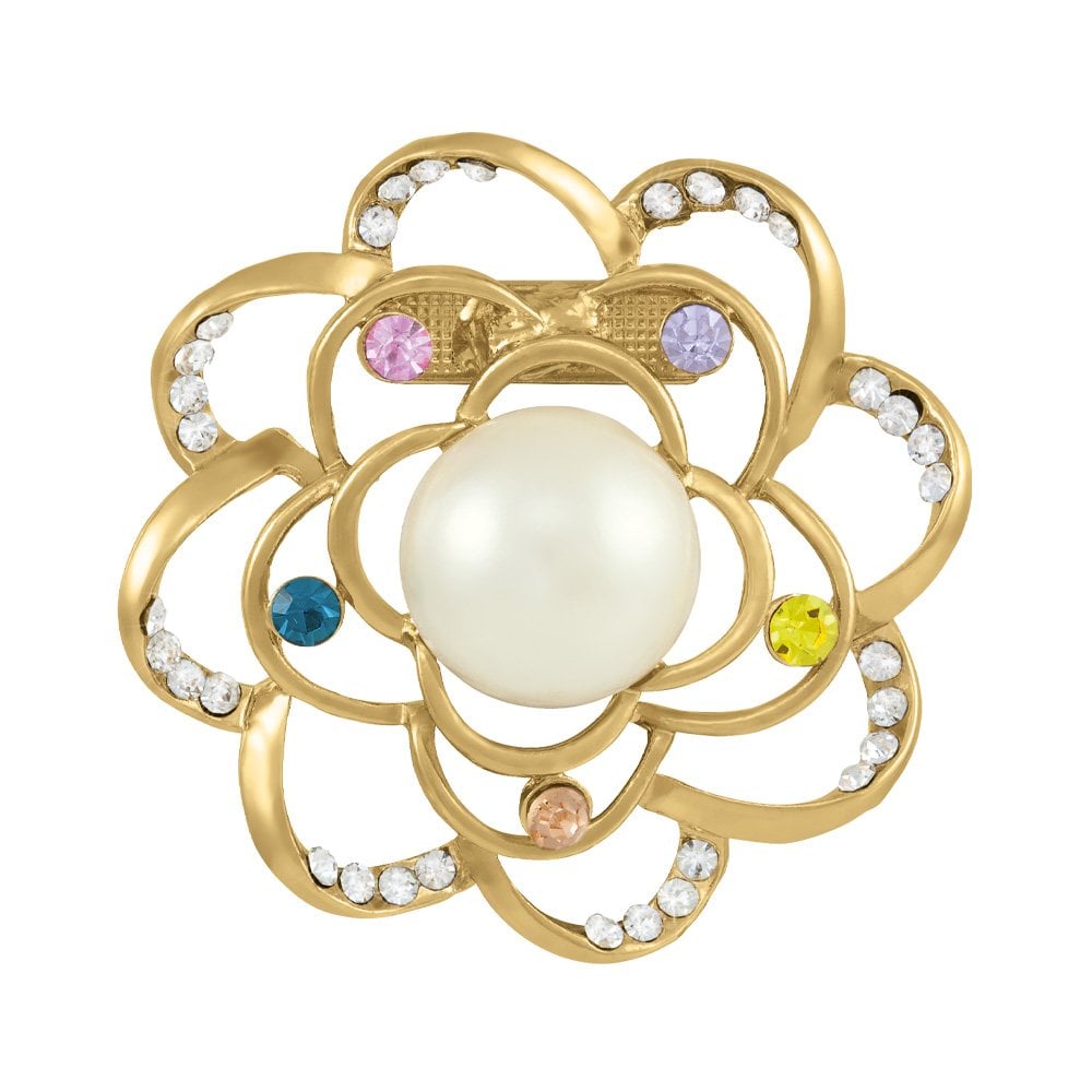 Espace Faux Pearl and Crystal Scarf Clip