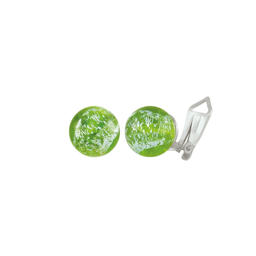 Bellissimo Peridot Sparkler Murano Glass Close Fitting Stud Clip On Earrings