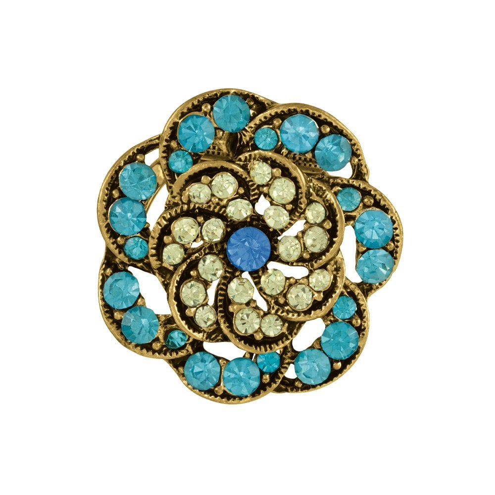 Vintage Style Turquoise and Jonquil Gold Scarf Clip