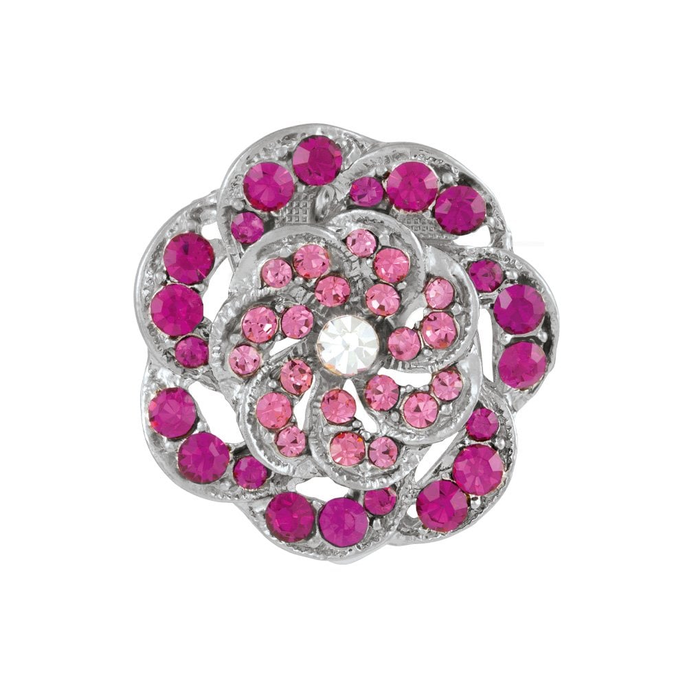 Vintage Style Fuchsia Pink Silver Scarf Clip