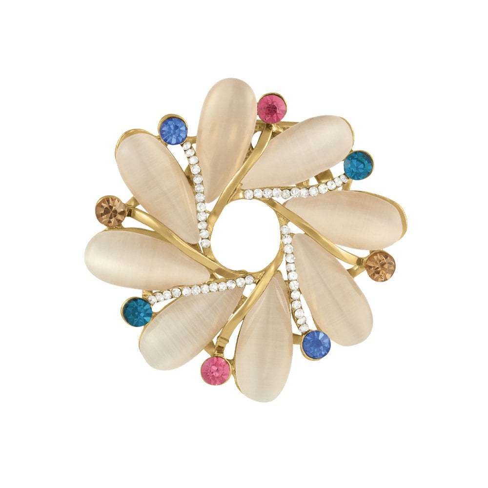 Callisto Cat's Eye and Crystal Scarf Clip