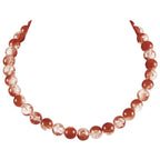 Carnival Cinnamon Czech Glass Crackle Bead Silver Tone Necklace