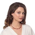 Carnival Cinnamon Czech Glass Crackle Bead Silver Tone Necklace