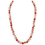 Carnival Cinnamon Czech Glass Crackle Bead Silver Tone Long Necklace