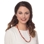 Carnival Cinnamon Czech Glass Crackle Bead Silver Tone Long Necklace