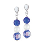 Chiara Sapphire Blue Murano Glass Silver Tone Drop Clip On Earrings
