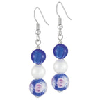 Chiara Sapphire Blue Murano Glass Silver Tone Drop Pierced Earrings