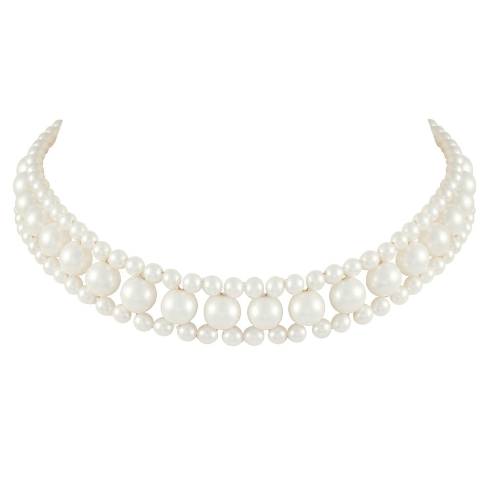 Adorn South Sea Shell Pearl Choker Necklace (Silver)