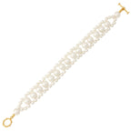 Adorn White South Sea Shell Pearl Bracelet (Gold)