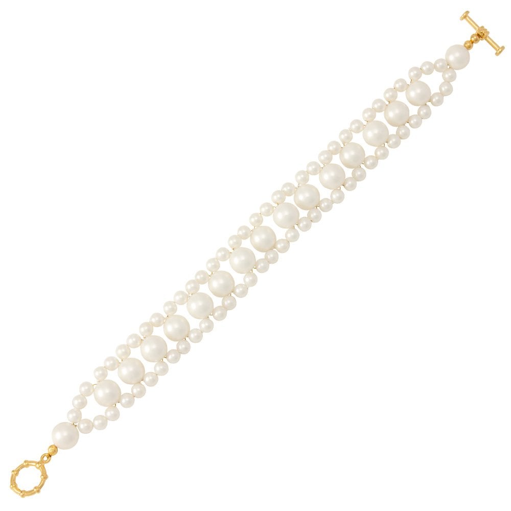 Adorn White South Sea Shell Pearl Bracelet (Gold)