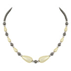 Eureka Cream Lucite and Hematite Beaded Necklace