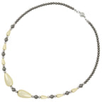 Eureka Cream Lucite and Hematite Beaded Necklace