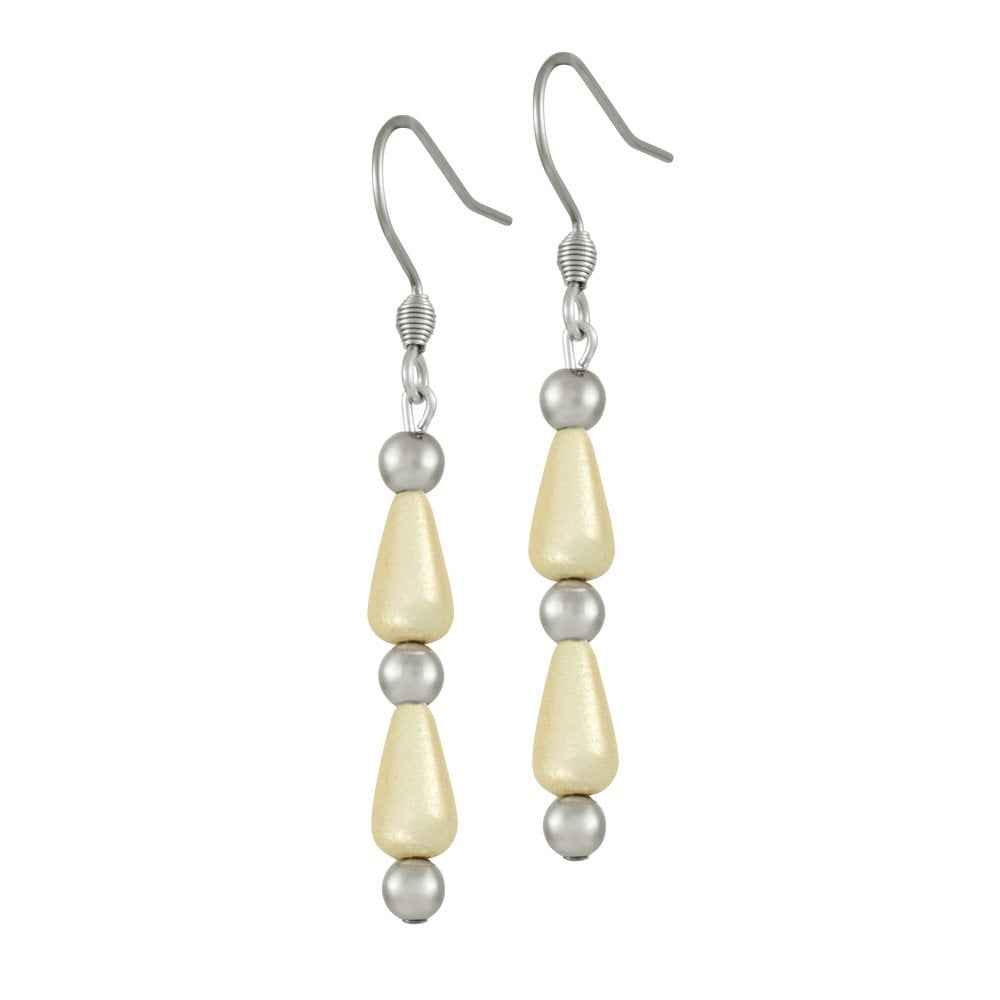 Eureka Cream Lucite Silver Tone Drop Pierced Earrings