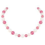 Jamboree Rose Pink and White Czech Glass Beaded Necklace