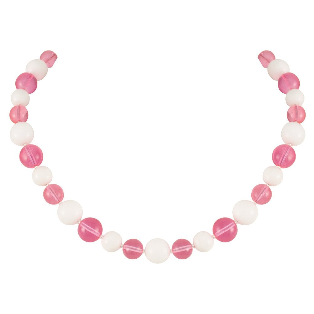 Jamboree Rose Pink and White Czech Glass Beaded Necklace