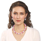 Jamboree Rose Pink and White Czech Glass Beaded Necklace