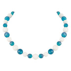Jamboree Aquamarine and White Czech Glass Beaded Necklace