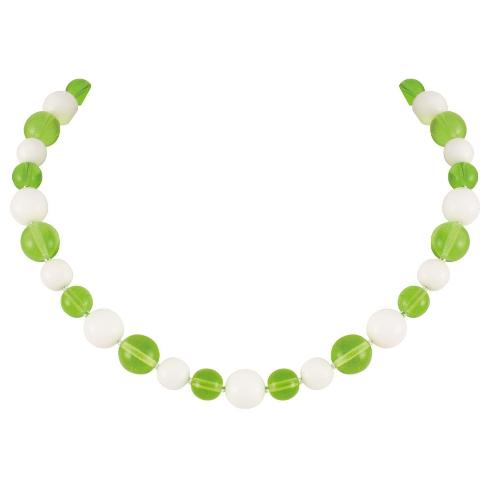 Jamboree Peridot and White Czech Glass Beaded Necklace