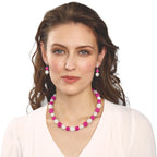 Jamboree Fuchsia Pink and White Czech Glass Drop Clip On Earrings