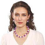 Jamboree Purple and White Czech Glass Drop Clip On Earrings