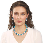 Jamboree Aquamarine and White Czech Glass Drop Clip On Earrings
