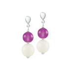 Jamboree Purple and White Czech Glass Drop Pierced Earrings