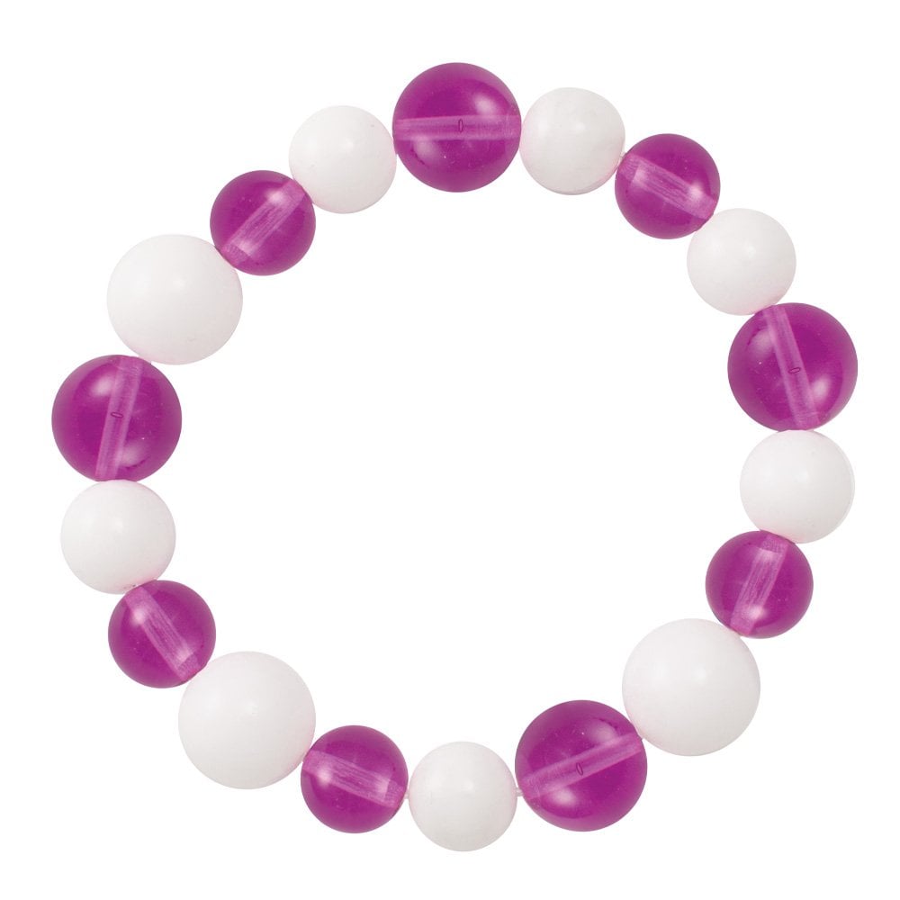 Jamboree Purple and White Czech Glass Beaded Stretch Bracelet