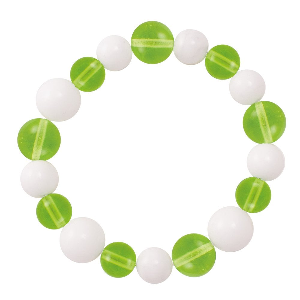Jamboree Peridot and White Czech Glass Beaded Stretch Bracelet