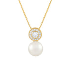 Sonata AAA+ Freshwater Pearl and Cubic Zirconia Gold Vermeil Pendant
